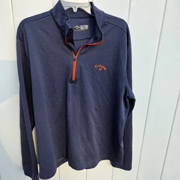Callaway Golf Navy Quarter-Zip Pullover Men's Size  L - Picture 9 of 10